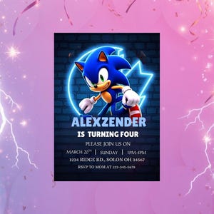 Sonic Editable Birthday Invitation, Hedgehog Party Invitation Template Printable, Super Sonic Party Invitation, Invite Instant Download