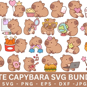 Cute Capybara SVG Bundle,Kawaii Capybara Clipart,Instant Digital Download for Cricut & Silhouette,High-Quality Printing,Animal Illustration