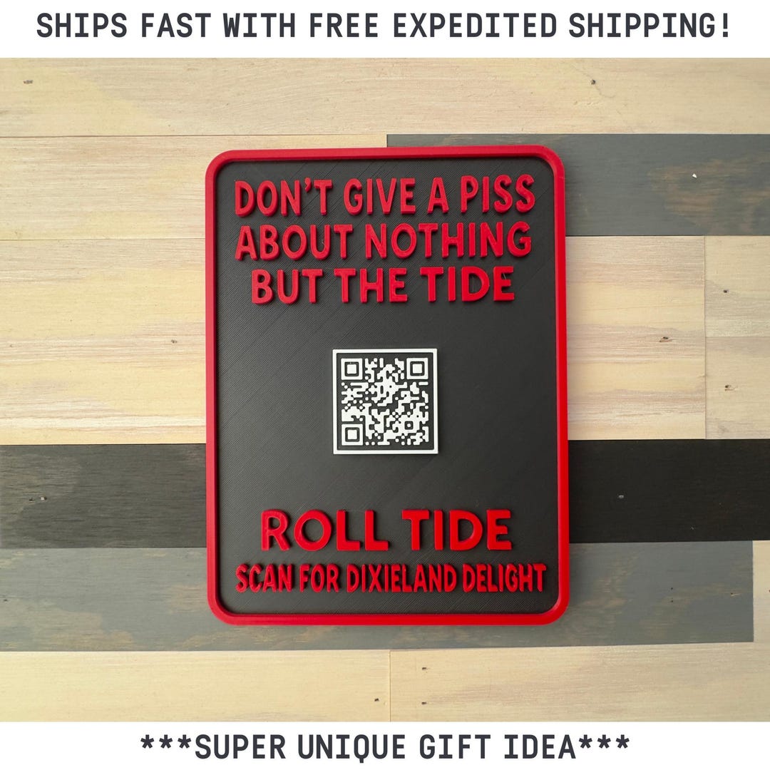 Alabama Crimson Tide QR Code Sign | Roll Tide Wall Sign | Funny Alabama ...