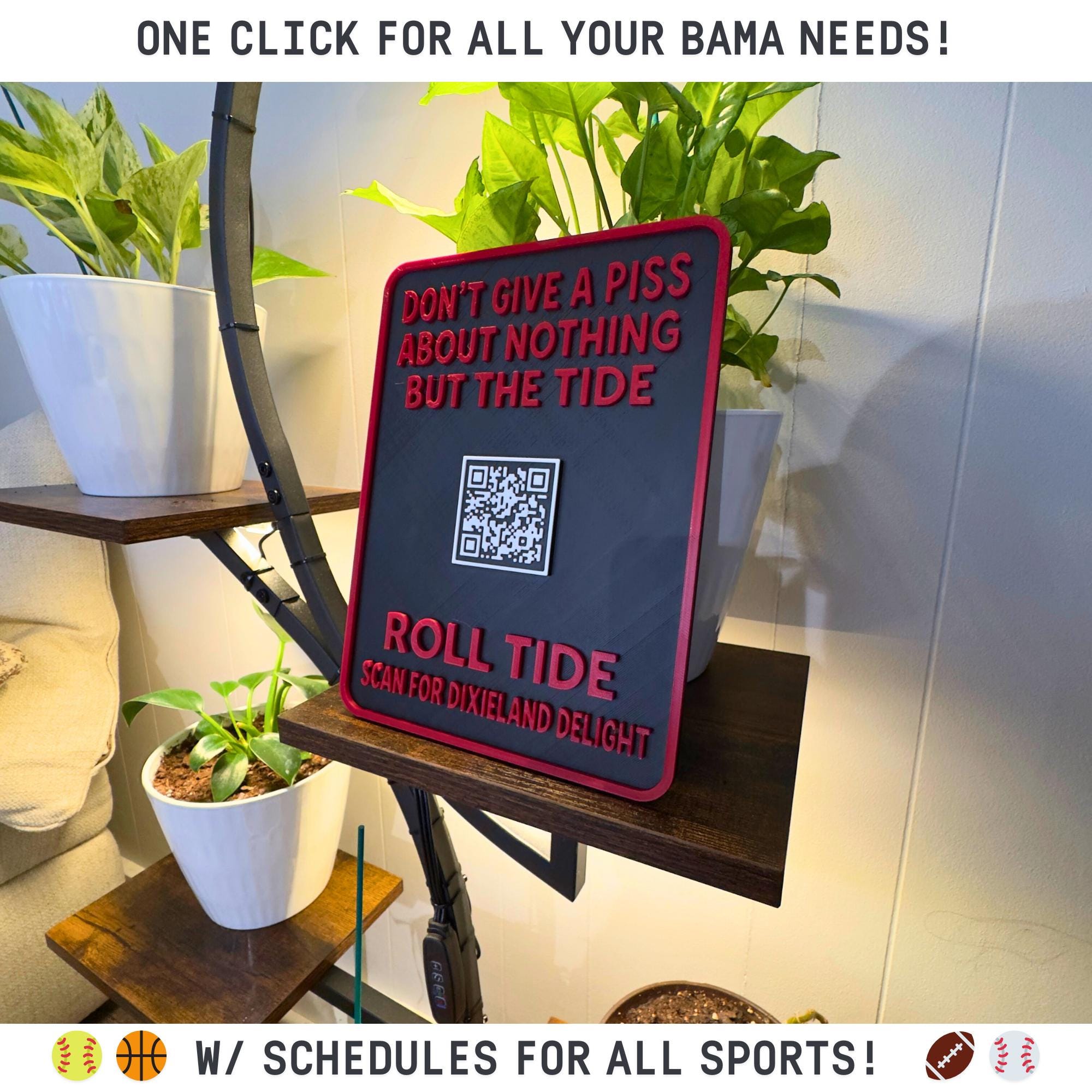 Alabama Crimson Tide QR Code Sign | Roll Tide Wall Sign | Funny Alabama ...