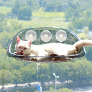 Cat Window Hammock with Washable Cover | PET Material | Big Cat Bed with Suction Cups | Supports Up to 33 Pounds