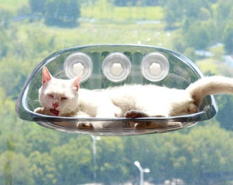Cat Window Hammock with Washable Cover | PET Material | Big Cat Bed with Suction Cups | Supports Up to 33 Pounds