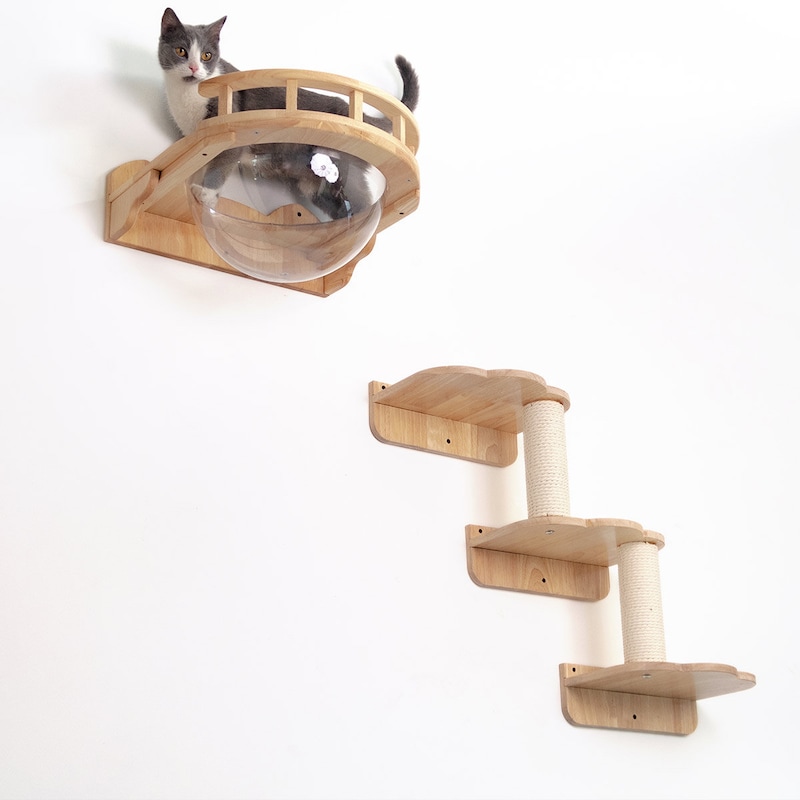 Wall Mounted Cat Shelves - Etsy - Compact Wall Mounted Cat Shelves