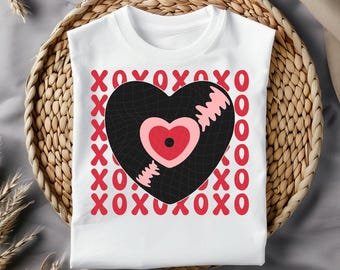 Disco de San Valentín retro PNG: Diseño SVG XOXO Checker (Descarga digital)
