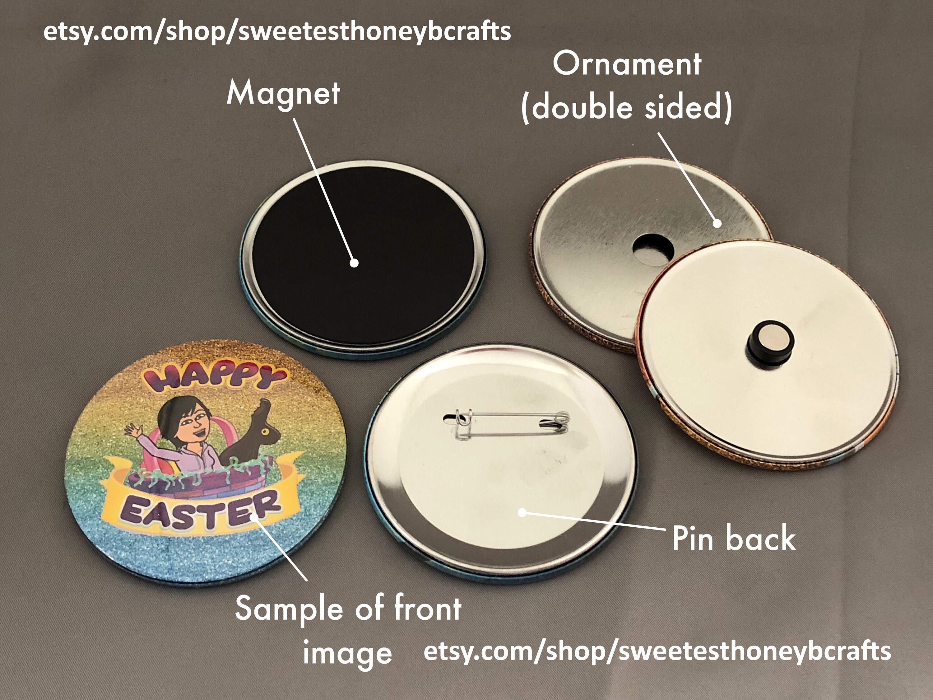 Custom 3" Pin Back Buttons: Personalized Party or Wedding Favors - Etsy
