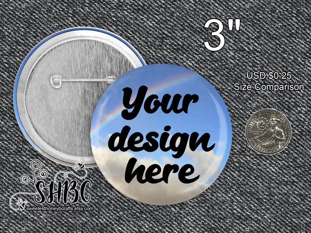 Custom 3" Pin Back Buttons: Personalized Party or Wedding Favors - Etsy