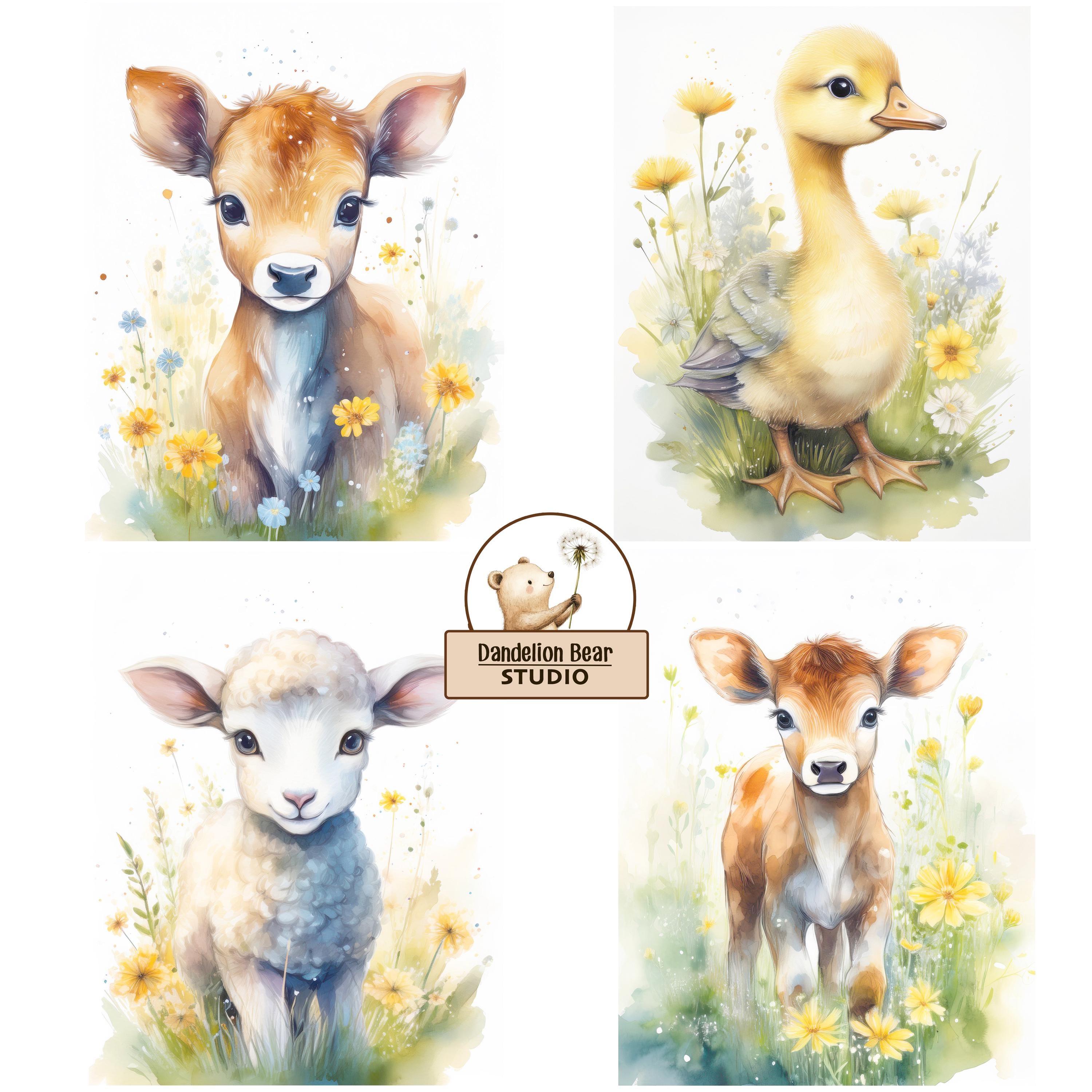 Watercolor Baby Farm Animals Clipart Set | JPG, Commercial Use (digital ...