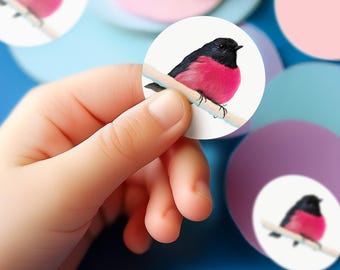 Roze Robin Bird Sticker | Vinylsticker Australische natuur (waterdicht)