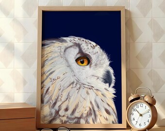 Owl Wall Decor Bird Lover Gift Winter Art Print Peaceful Home Decor Nature Inspired drawing Wildlife Gallery Meditation Room Fine Art Print