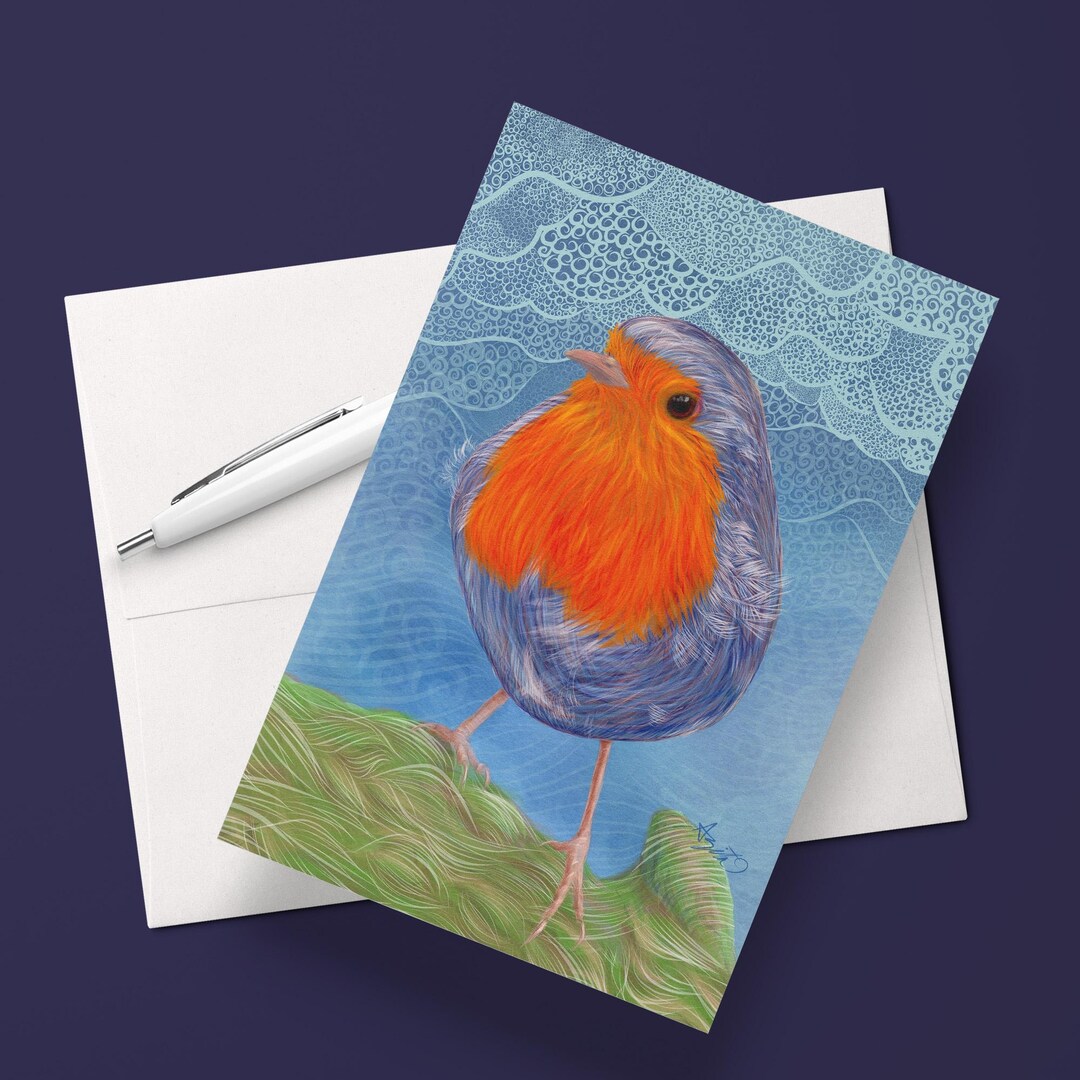 Bird Greeting Card | European Robin | Personalized Birthday & Thank You ...