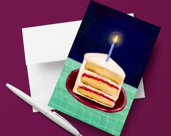 Original Cake Art Geburtstagskarte | Bunte Scheibe mit Kerze | Buntes alles Gute zum Geburtstag