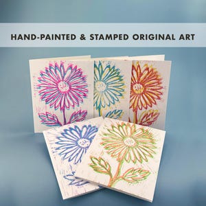 5 handgestempelde kaart Kaart voor alle gelegenheden Bruiloft bedankkaart Cadeau voor bloemenliefhebber cadeau ambachtelijk briefpapier Handgemaakte kaart lentekaart