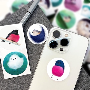 Bird Stickers: Nature Illustration Decals for Laptop, Journal - 1.5&quot; Round