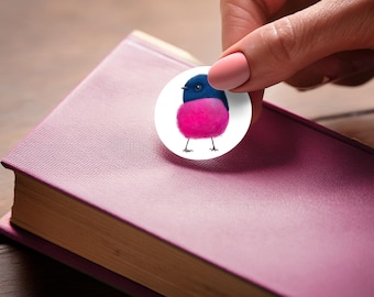 Roze Robin-sticker | Vinylsticker Australische vogel (waterdicht)