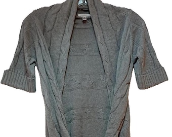 Cárdigan abierto de punto trenzado para mujer con cintura cruzada