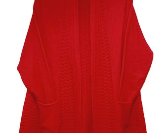 Cárdigan de punto trenzado liso para mujer