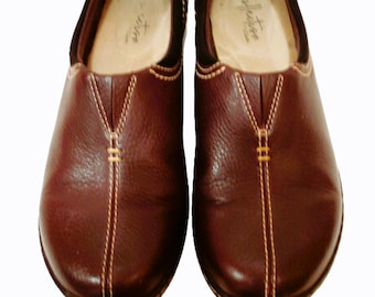 Clarks - Mocasines de cuero marrón chocolate, cómodos
