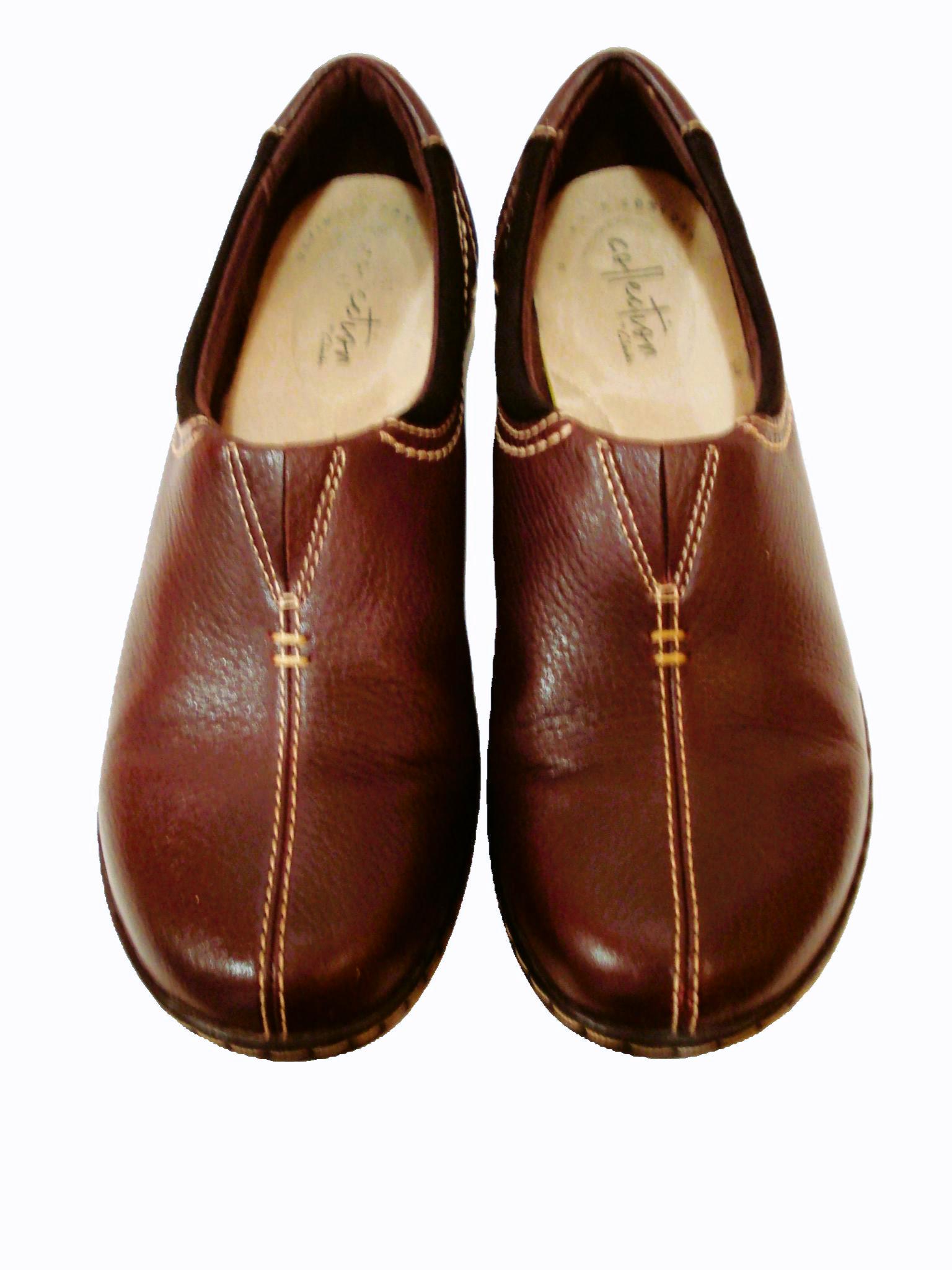 Clarks Leather Slip-on Shoes - Chocolate Brown, Comfort  display picture 1