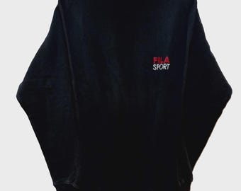 Vintage Fila Sport-sweater uit de jaren 90: geborduurd logo ronde hals