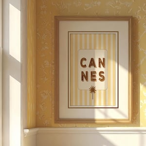 Cannes Travel Poster French Riviera Destination Wall Art Cote d Azur Artwork Coastal Decor Living Room Print Cannes Film Festival Croisette