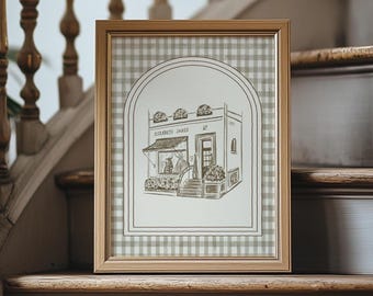 Ilustración de arte de la tienda Elizabeth James Arte de la tienda de Londres Arte de Nancy Meyers Impresión de amante del cine Decoración de habitación infantil Arte de gemelos Obra de arte cinematográfica Cuadros a cuadros