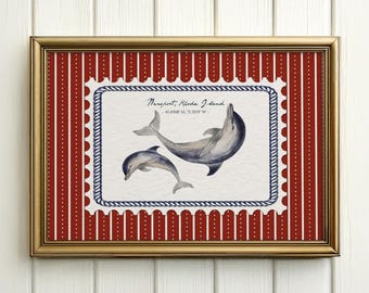 Dolphin Art Print Nautical Kitchen Wall Art Kids Room Wall Decor Trendy Fish Print Nursery Artwork Beach House Decor Cape Cod Home Decor
