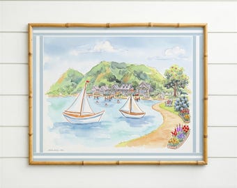 Cape Cod Coastal Wall Art Saltwater Summer Watercolor Print Nautical Beach House Decor New England Seaside Artwork Coastal Cottage Decor