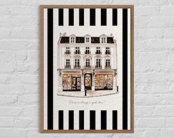 Paris Art Papeterie Line Drawing Paris Art Minimalist French Wall Art Ink Art Paris Street Illustration Travel Poster Dorm Room Wall Art