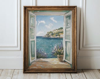 French Riviera Wall Art Coastal Print Côte d’ Azur Print Ocean View Cottage Illustration Sea View Lavender Artwork French Coast Print