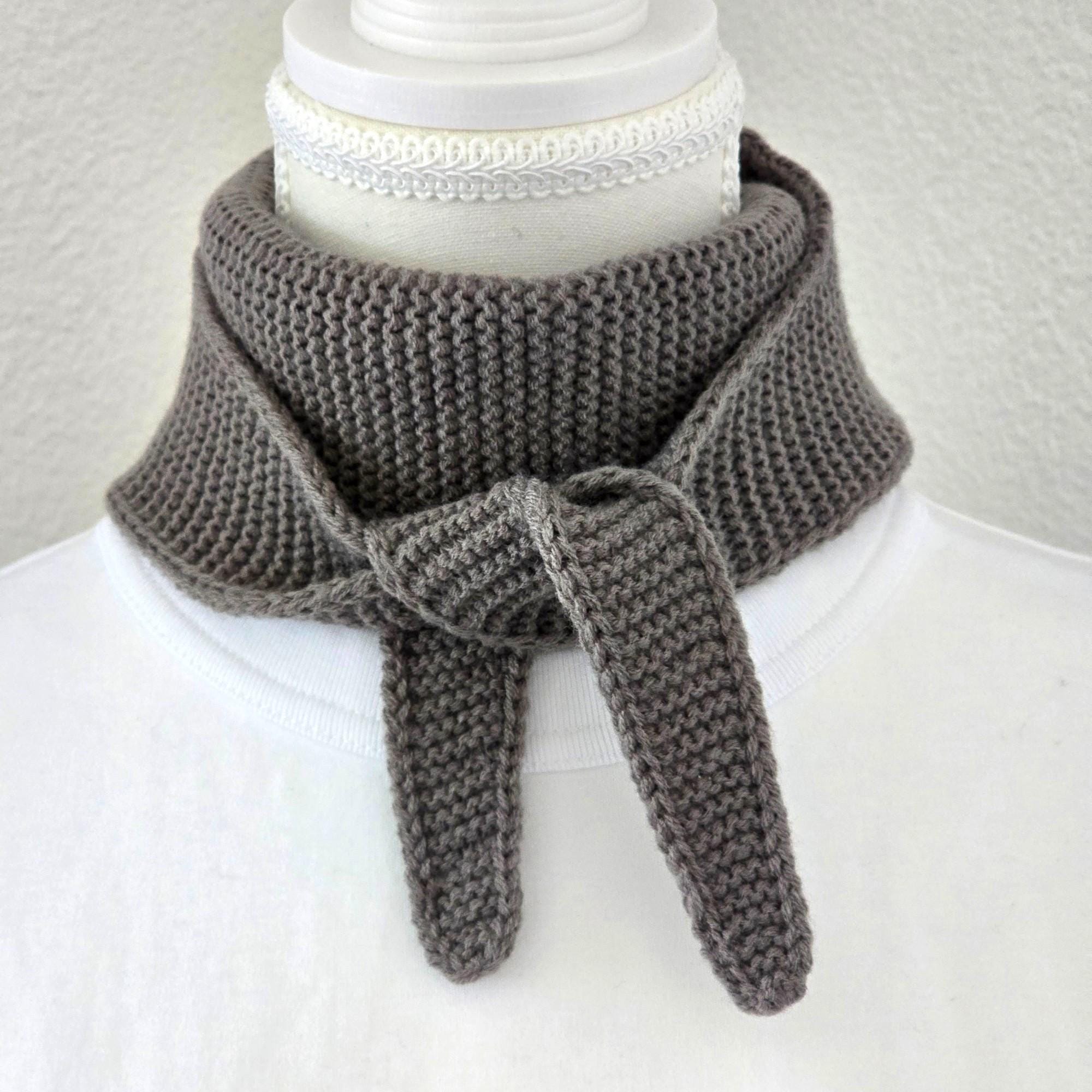 Smoke Gray Handknit Sophie Scarf V2 | Small Knitted Scarf