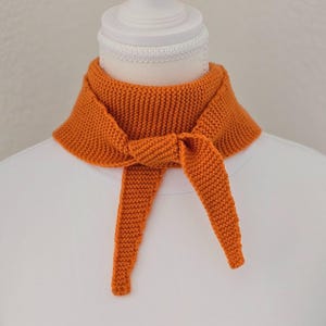 Orange Handknit Sophie Scarf V1 | Small Knitted Scarf | Handmade Gift | Wool Acrylic Blend Neck Scarf