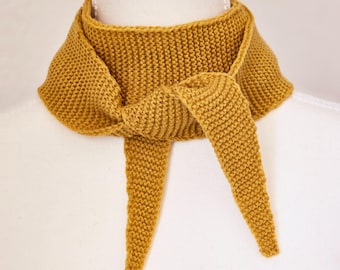 Mustard Yellow Hand-Knitted Sophie Scarf | Wool Acrylic Blend