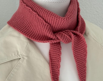 Fuchsia Pink Handknit Sophie Scarf | Knitted Scarf Skinny | Crochet Wool Acrylic Blend