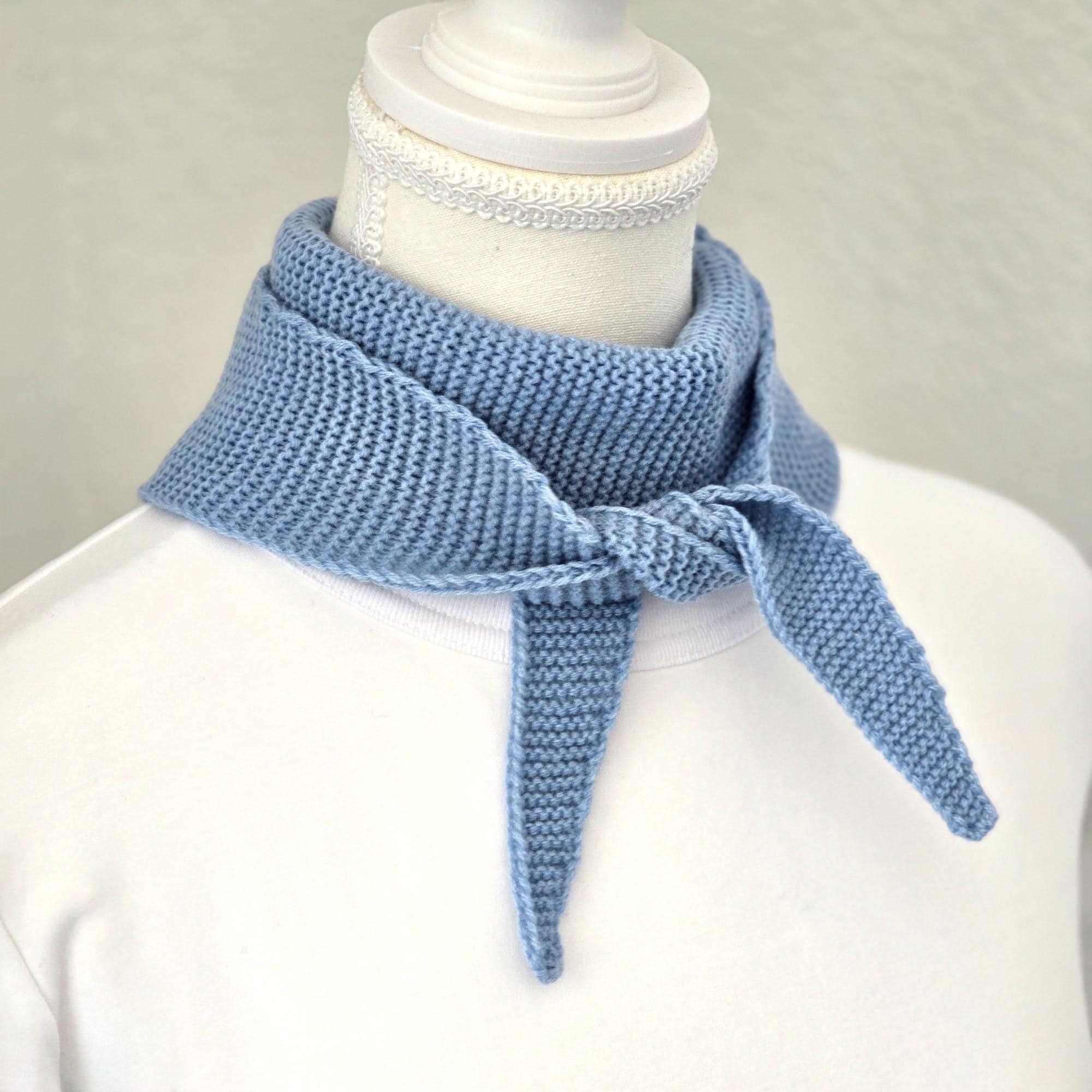 Light Blue Handknit Sophie Scarf | Small Knitted Scarf | Handmade