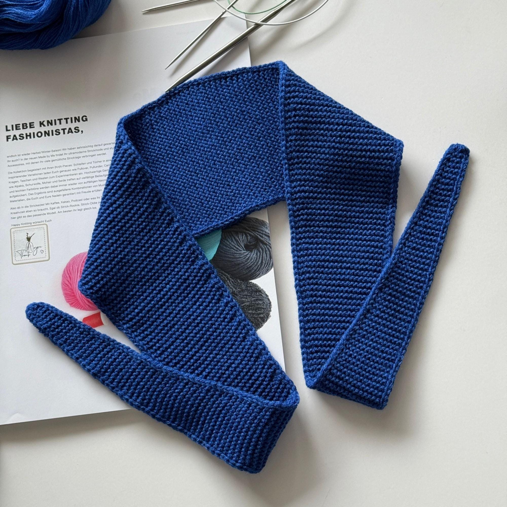 コバルトブルーの手編みソフィースカーフ V2 | 小さなニットスカーフ