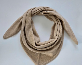 Beige Cashmere Triangle Scarf | Handknitted Headscarf | Versatile Scarf Handmade