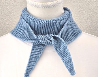Light Blue HandKnit Sophie Scarf | Wool Acrylic Blend | Skinny Knitted Scarf