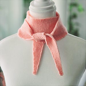 Light Pink Handknit Sophie Scarf | Small Knitted Scarf | Handmade Gift | Knitted Neck Scarf Wool Acrylic Blend