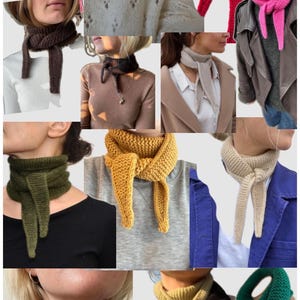 Handgebreide Sophie-sjaal van 100% merinowol 120 cm | Kleine gebreide sjaal | Halsdoek | Gepersonaliseerde cadeau afbeelding 20
