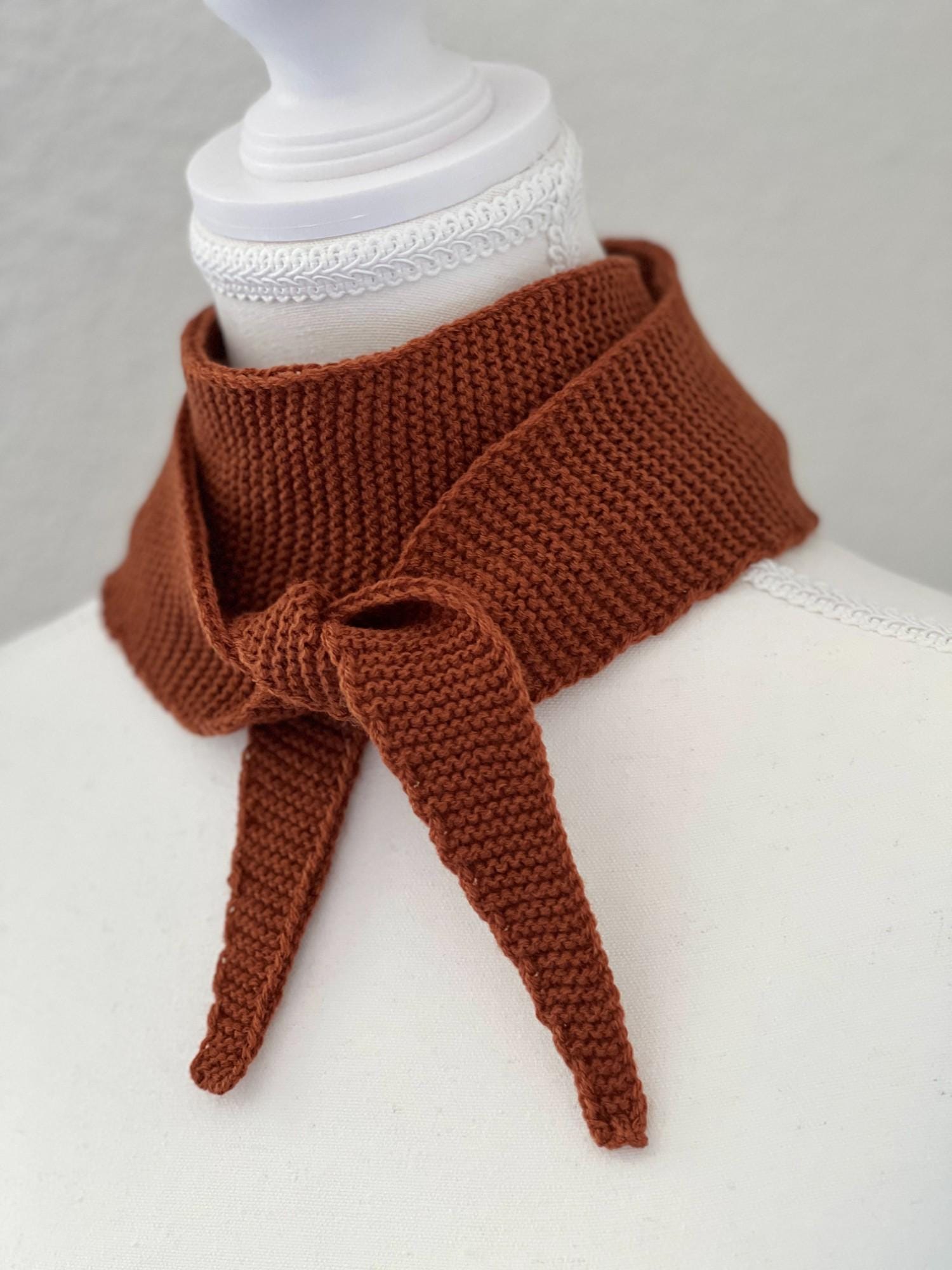 Cinnamon Brown Sophie Scarf V1 | Small Knitted Scarf | Handmade