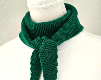 Handknit Dark Green Sophie Scarf | Wool Blend