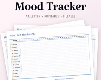 Druckbarer Digitaler Stimmungstagebuch: Stimmungstagebuch für iPad & GoodNotes - Minimalistisches Design