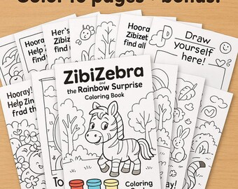 Ausmalbuch für die Familie: Ausdruckbare Aktivität für Kleinkinder im Alter von 2-4 Jahren, Zebra, digitaler PDF-Download