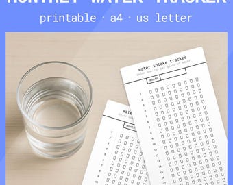 Minimalist Monthly Water Tracker: Printable Hydration Log (Digital Download PDF), Stay hydrated log