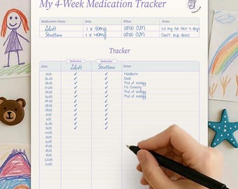 Neurodiversent-freundlicher ADHS Medikament Tracker | 4-Wochen Tagebuch | Violet Pastellfarbener Kalender zum Ausdrucken