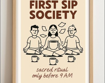 Poster Kaffee-Ritual: Lustiges Meditations Kunstwerk für Koffein-Liebhaber & Print Shop Etsy-Artikel