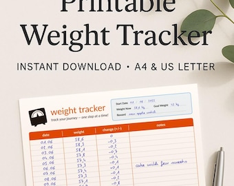 Printable Abnehm-Tracker: Digitales Fitness Journal für iPad (A4/US Letter PDF)