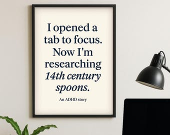 ADHD Poster - Humorvoller Fokus und Aufmerksamkeitsspirale Dekor für Neurodiversent Home Office oder Schlafzimmer