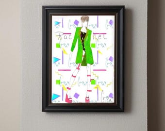 R a c h e l | Print, Wall Print, Wall Decor, 80s decor, Fashion Print, Memphis Design Wall Decor, 80s Room Decor, Pop Art
