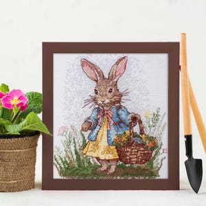 Cross Stitch Kit - Easter Bunny, Spring Rabbit, Needlepoint, DIY Craft KIT